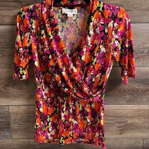 Josephine Studio Petite Abstract Floral Blouse, Size Small Petite, Multicolor